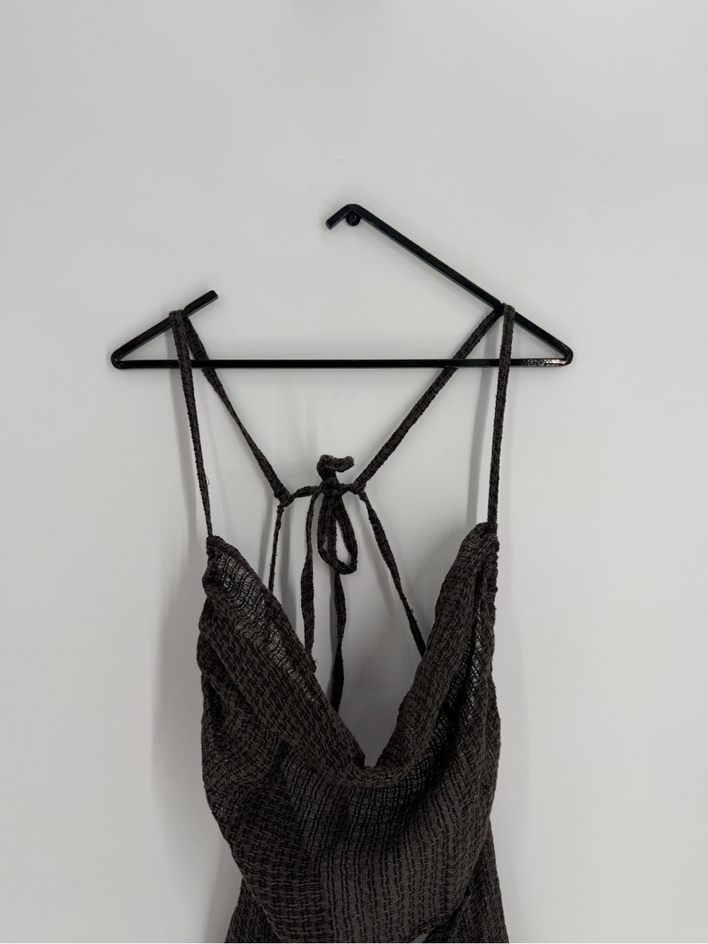 Le Kasha Kharga Detachable Convertible Linen Sheer Weave Dress Set In Charcoal